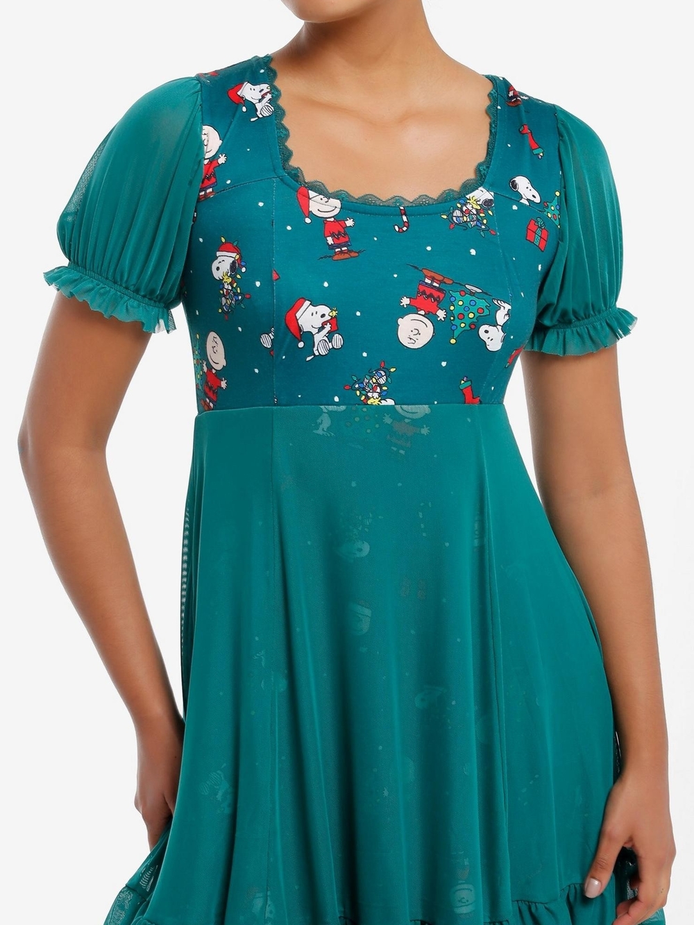 Peanuts Characters Holiday Mesh Dress